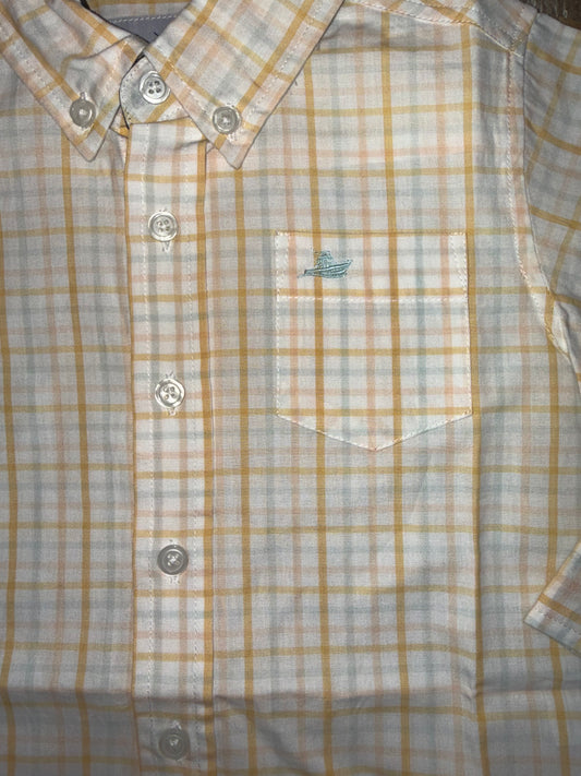 Light Yellow Stripe Boys Button Down Shirt