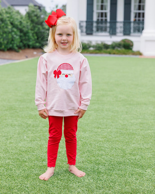 Santa French Terry Girls Light Pink Pullover