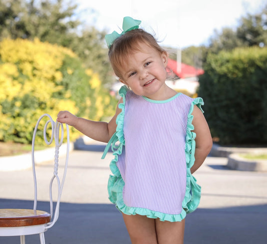 Lou Lou Lavender Stripe & Mint Girls Bloomer Set