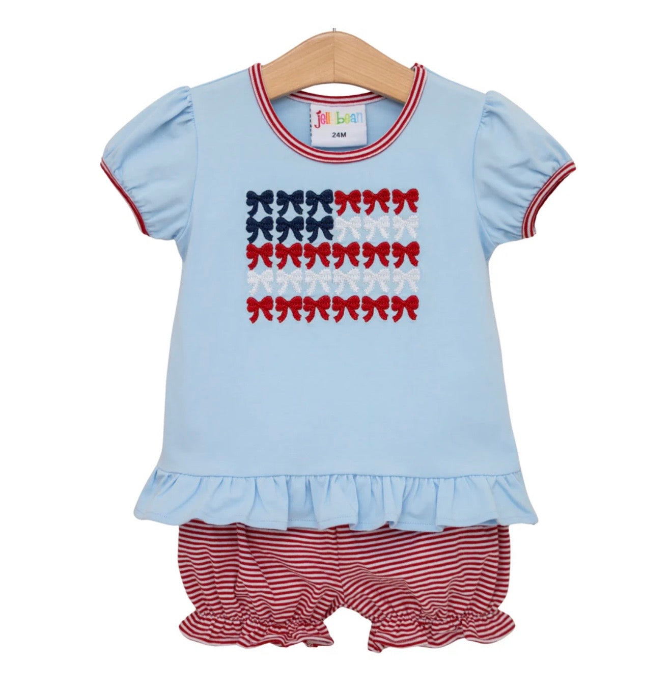 Red, White, and Bows Patriotic Girls Bloomer Set