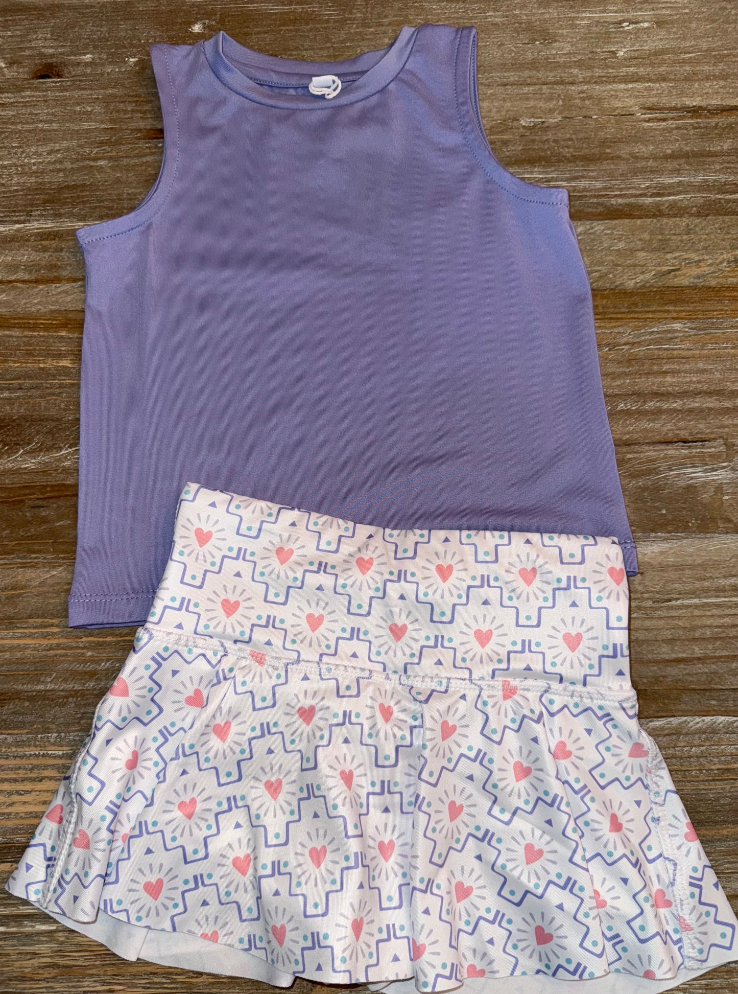 Purple/Pink Hearts Athletic Girls Skort