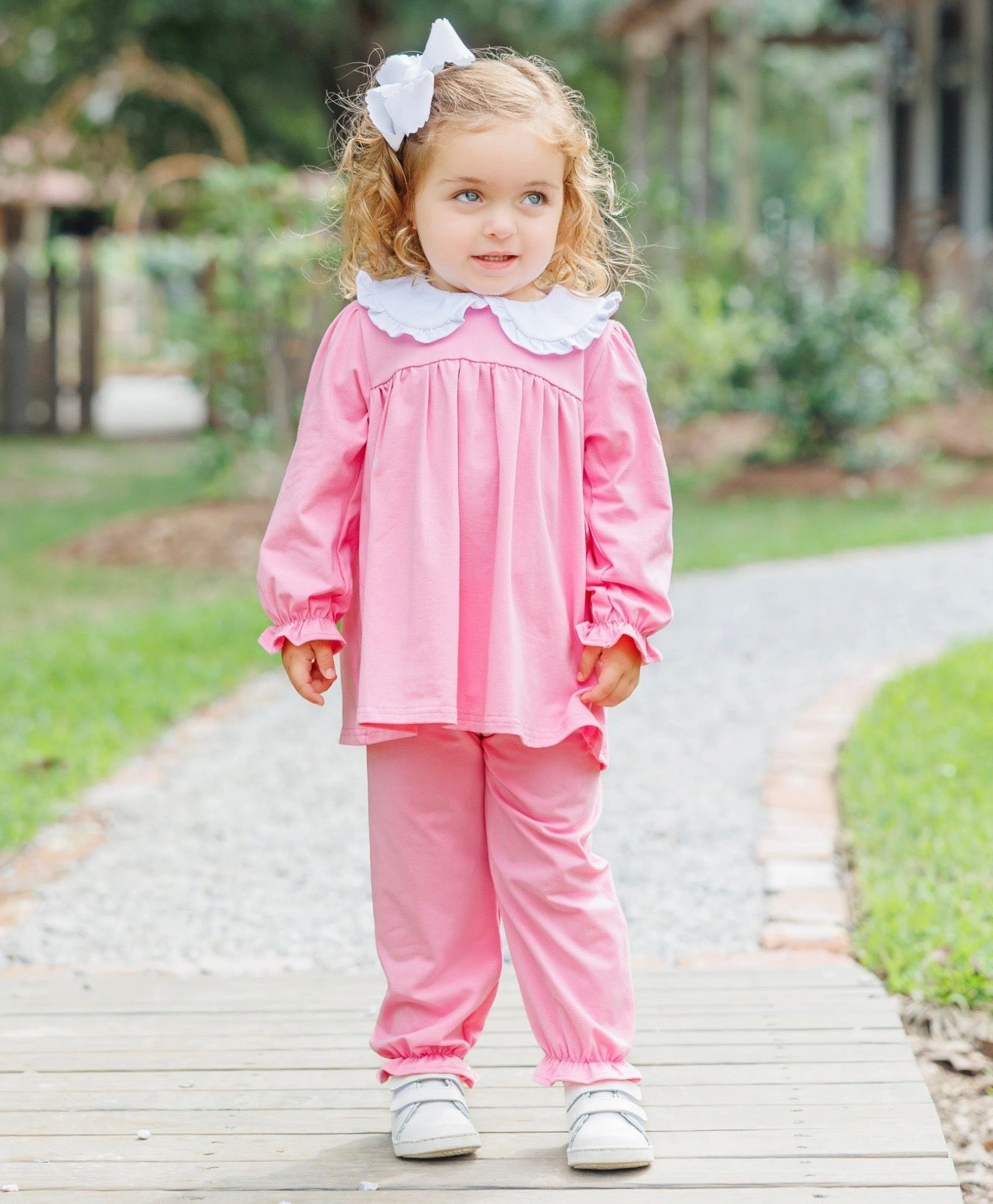 Catherine Pink Girls Bloomer Pants Set