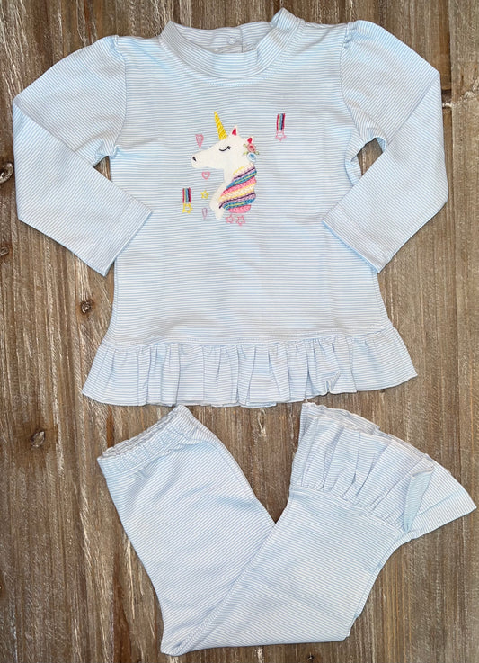 Squiggles Rainbow Unicorn Girls Ruffle Pant Set