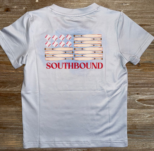 Baseball Flag Gray Performance Boys Tee