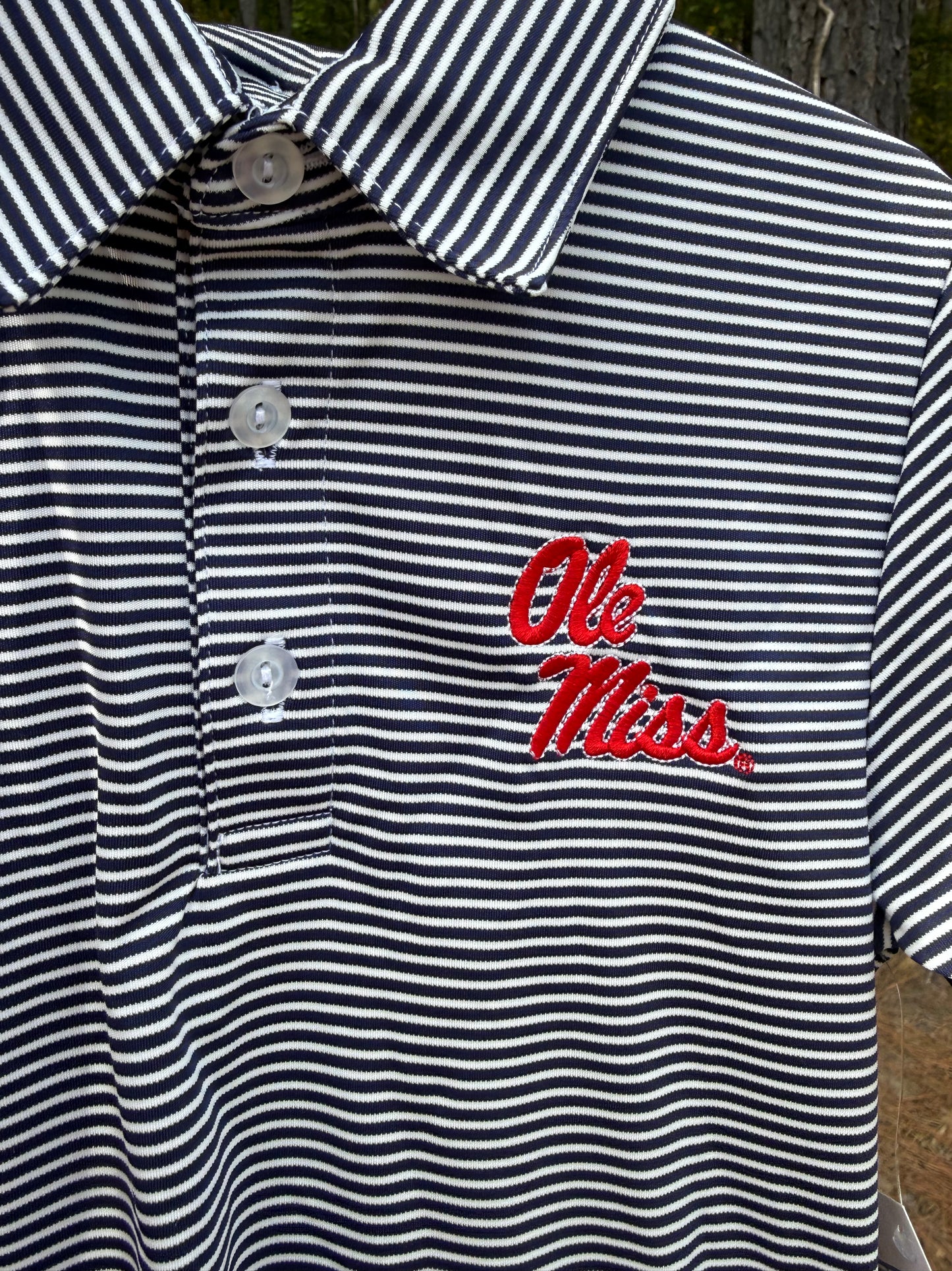 Ole Miss Rebels Navy Stripe Boys Polo