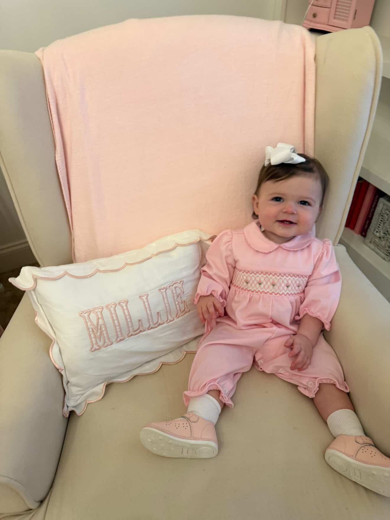 Pink and White Geometric Girls Claire Romper