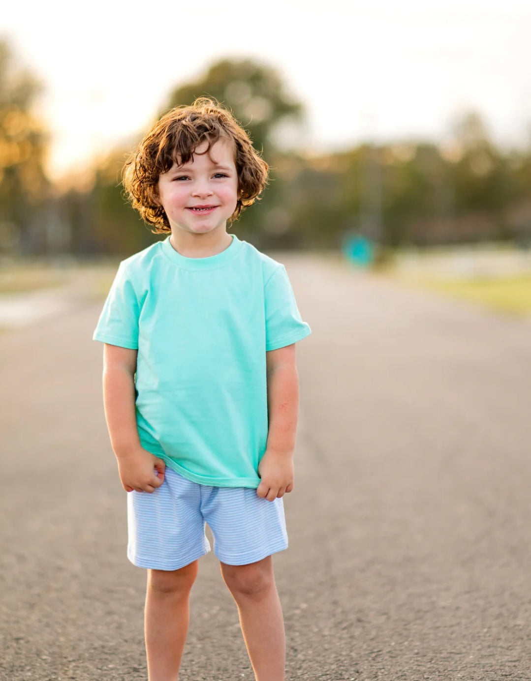 Levi Mint & Light Blue Boys Short Set