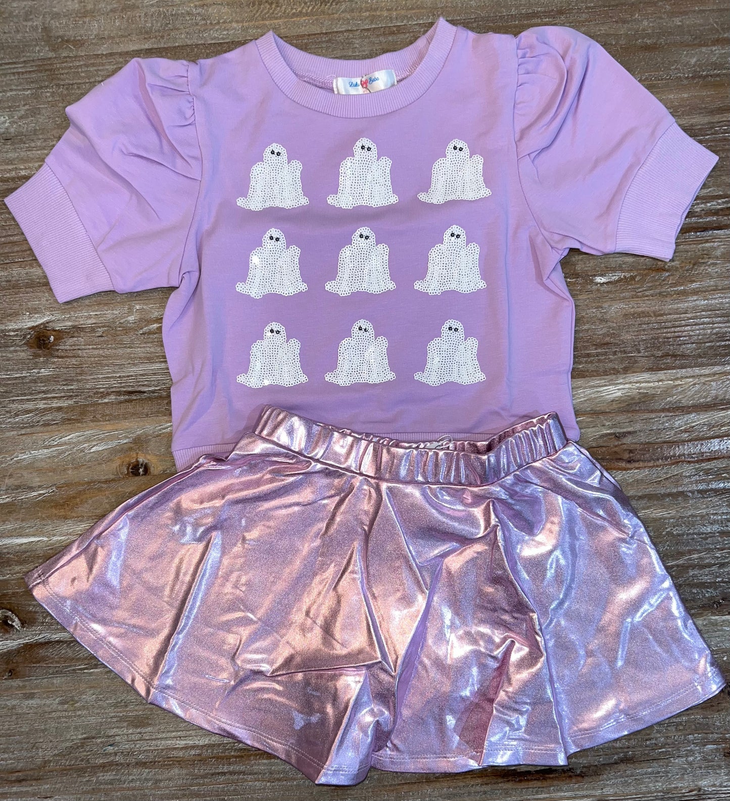 Ghost Lavender Sequin Puff Girls Shirt