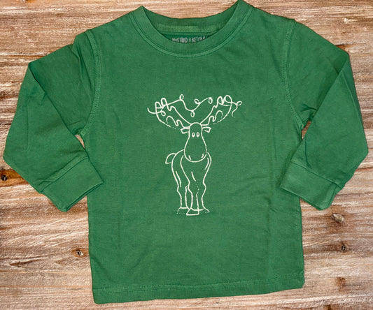 Green Christmas Moose Boys Tee