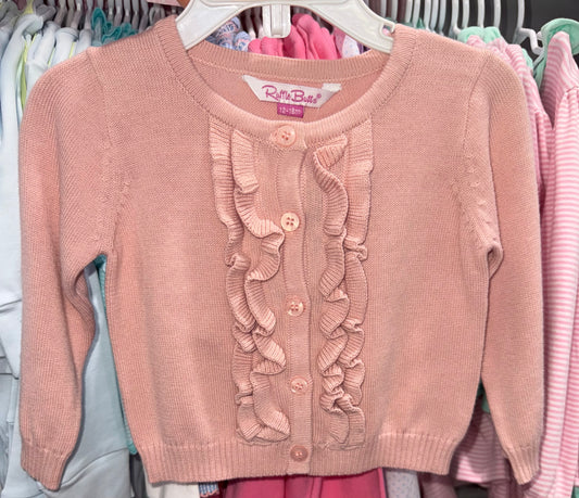 Ballet Pink Girls Ruffled Cardigan