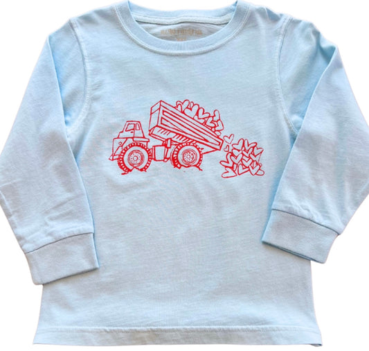 Light Blue Valentine Dump Truck Boys Tee