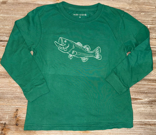Green Bass Long Sleeve Boys Tee