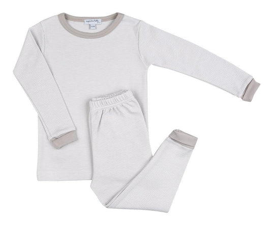 Mini Striped Light Gray Essentials Boys Pajamas