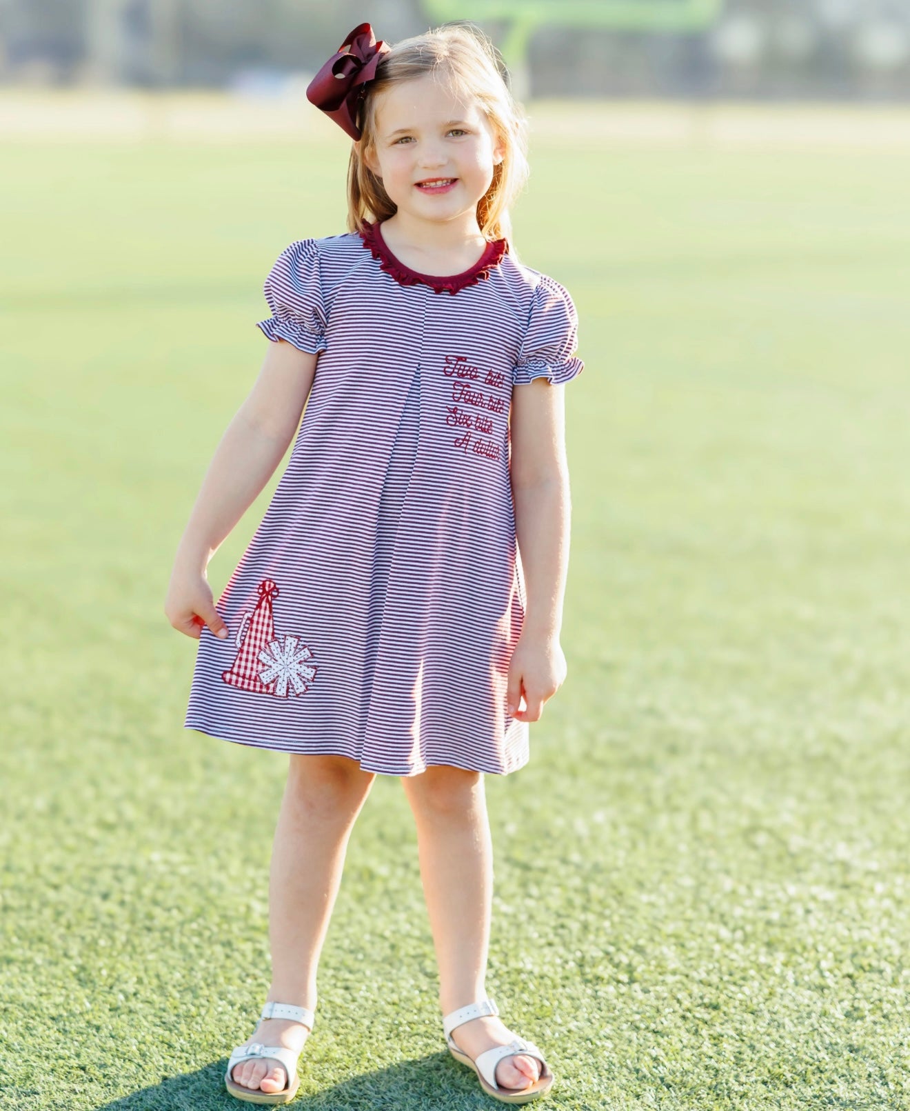 Stand Up & Holler Maroon Girls Pleat Dress