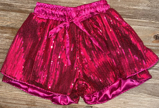 Hot Pink Sequin Butterfly Girls Shorts