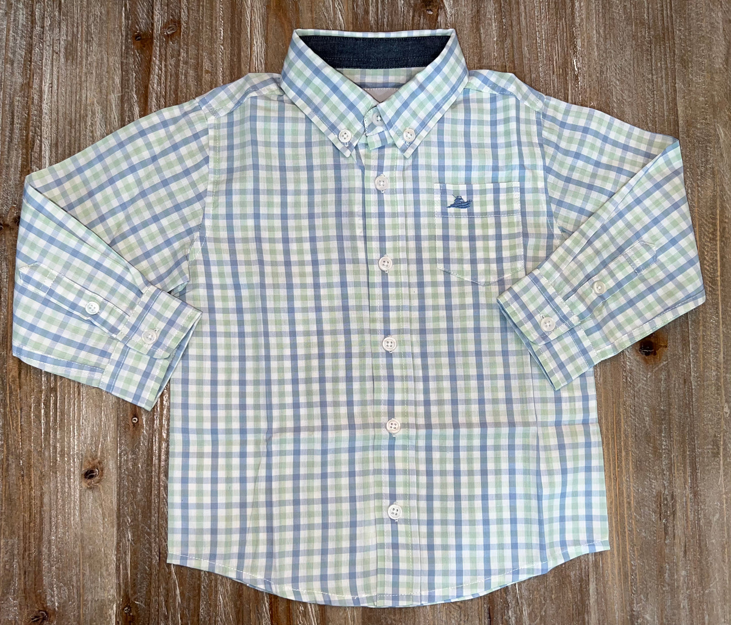 Southbound Blue/Green Check Boys Button Down Shirt