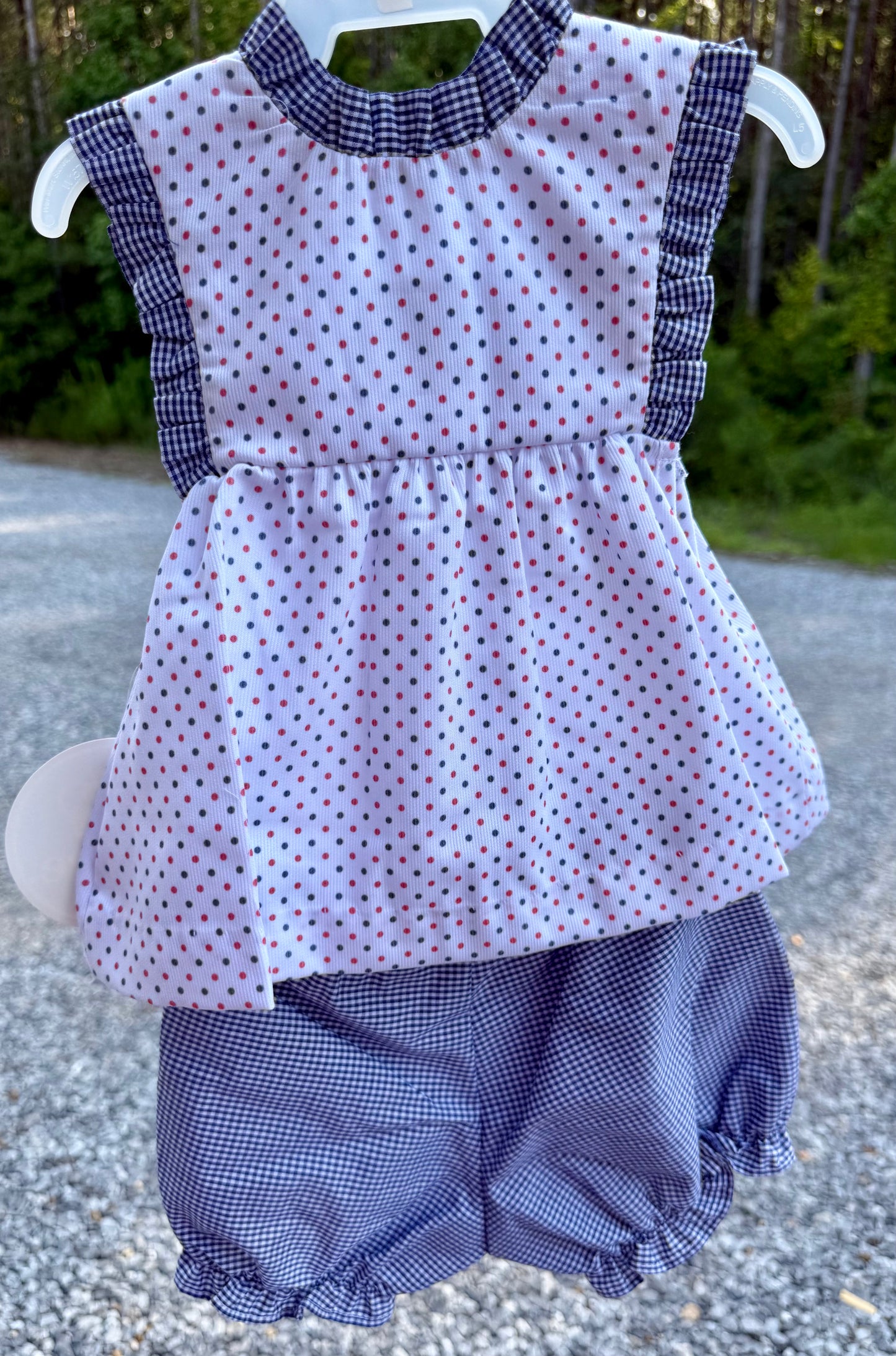 Navy Bitty Dot Colonial Rebel Girls Bloomer Set