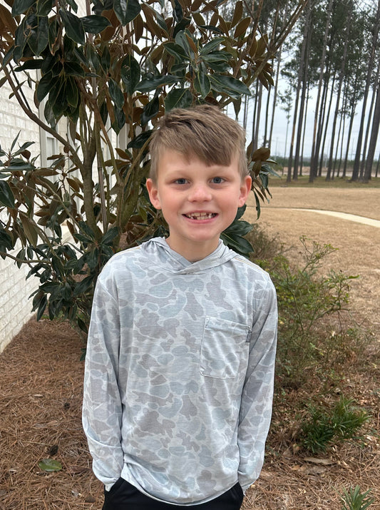 Buxton Hagood Gray Camo Boys Hoodie