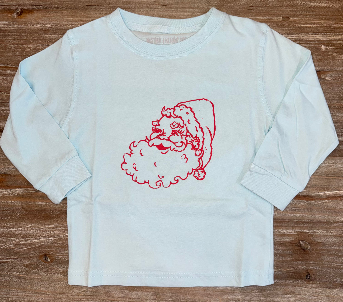 Light Blue Santa Face Boys Tee