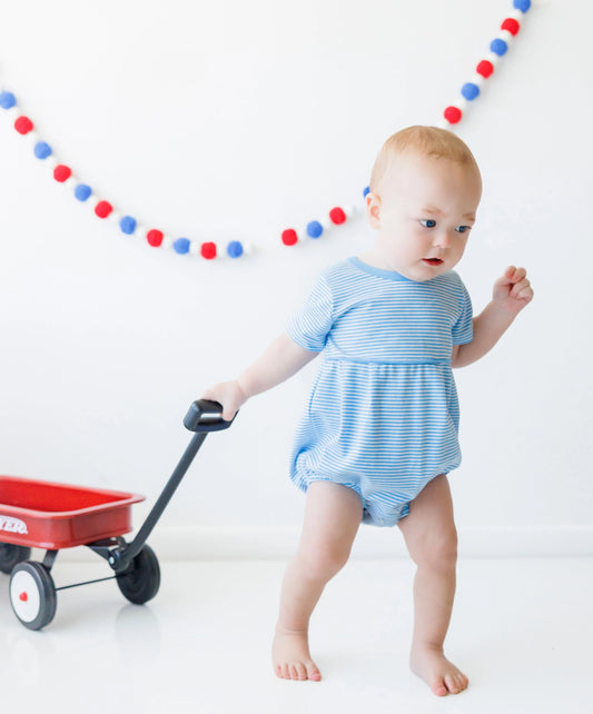 Lucas Cornflower Blue Stripe Boys Bubble