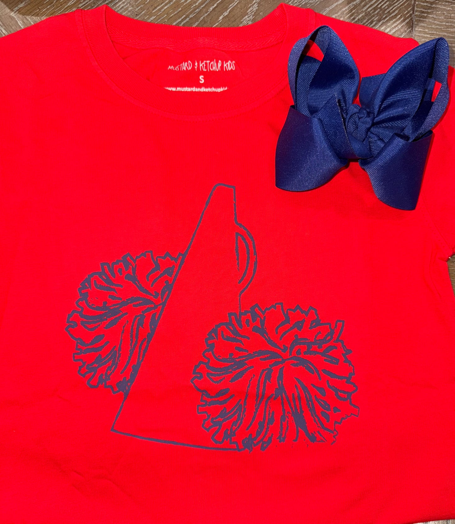 Mustard & Ketchup Kids Red/Navy Girls PomPom Tee