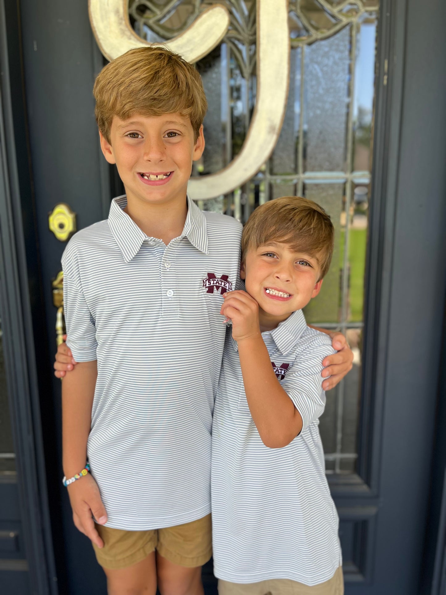Mississippi State Bulldogs Gray Stripes Boys Polo