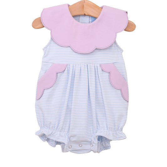 Penelope Scalloped Light Blue/Lavender Girls Bubble