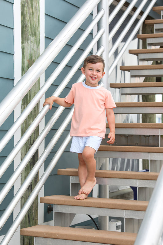 Shepherd Light Blue/Coral Boys Short Set