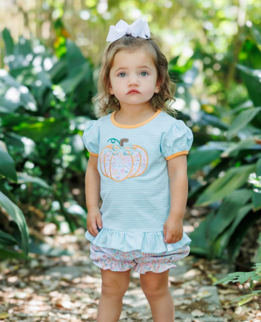 Pumpkin Patch Petals Girls Ruffle Bloomer Set