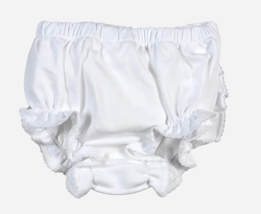 Pima White Girls Ruffle Bloomers