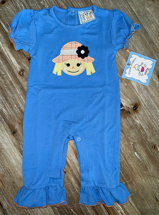 Scarecrow Appliqué Girls Romper