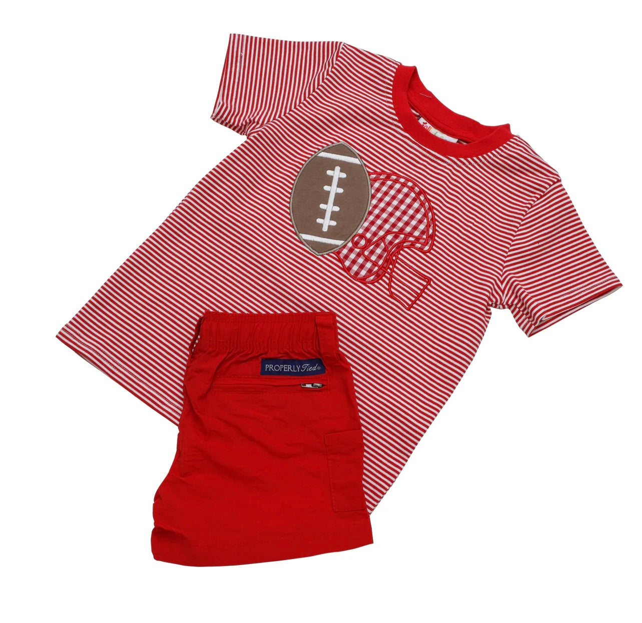 Game Day Boys Football Appliqué Shirt-Red