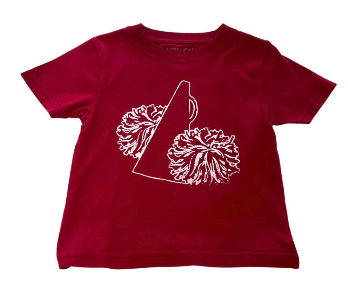 Mustard & Ketchup Kids Maroon/White PomPoms Girls Tee