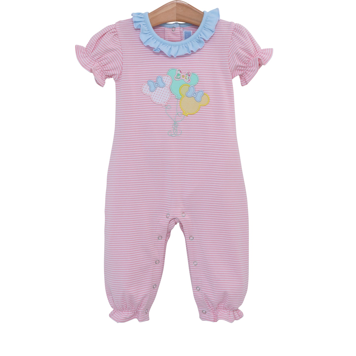 Mouse Balloon Appliqué Ruffle Girls Romper