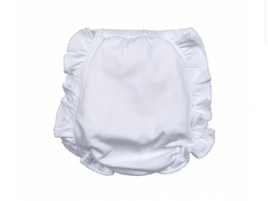 Pima White Girls Ruffle Bloomers