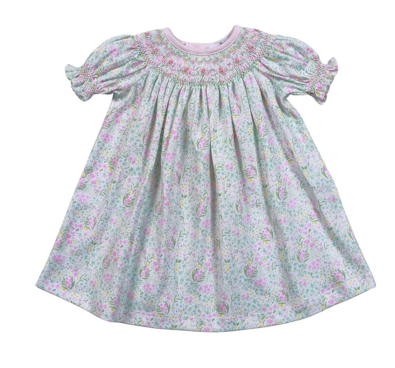 Casey Floral Pima Hand Smocked Girls Dress