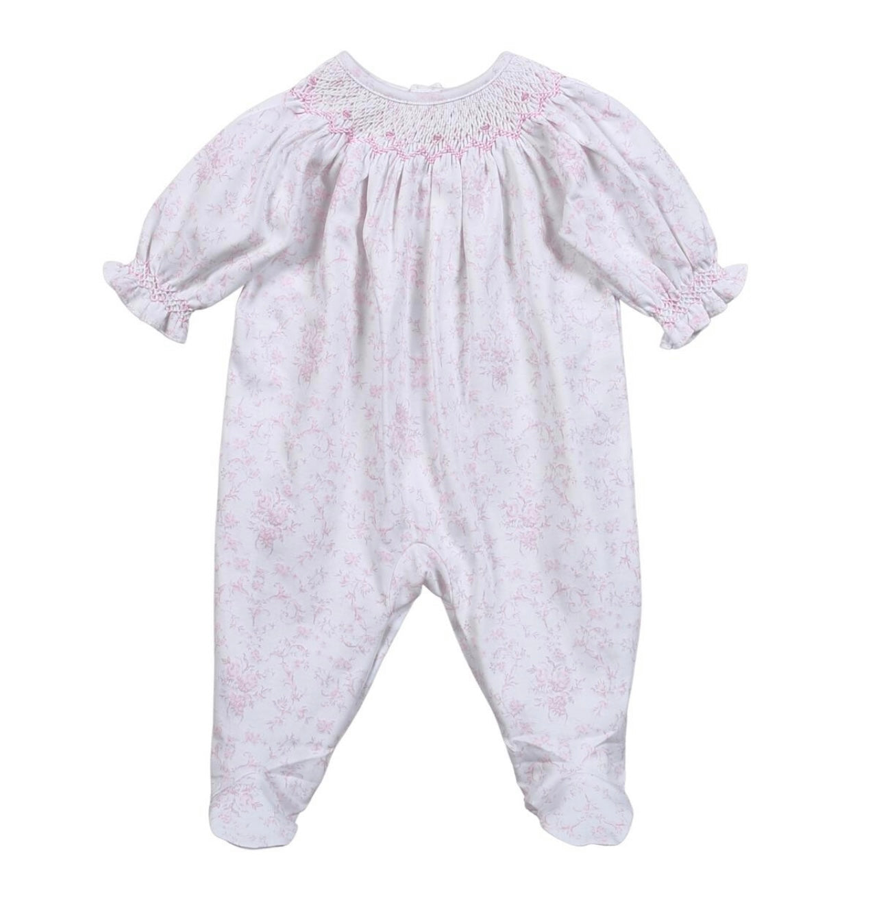 Pink Teddy Bear Smocked Footie main image 1