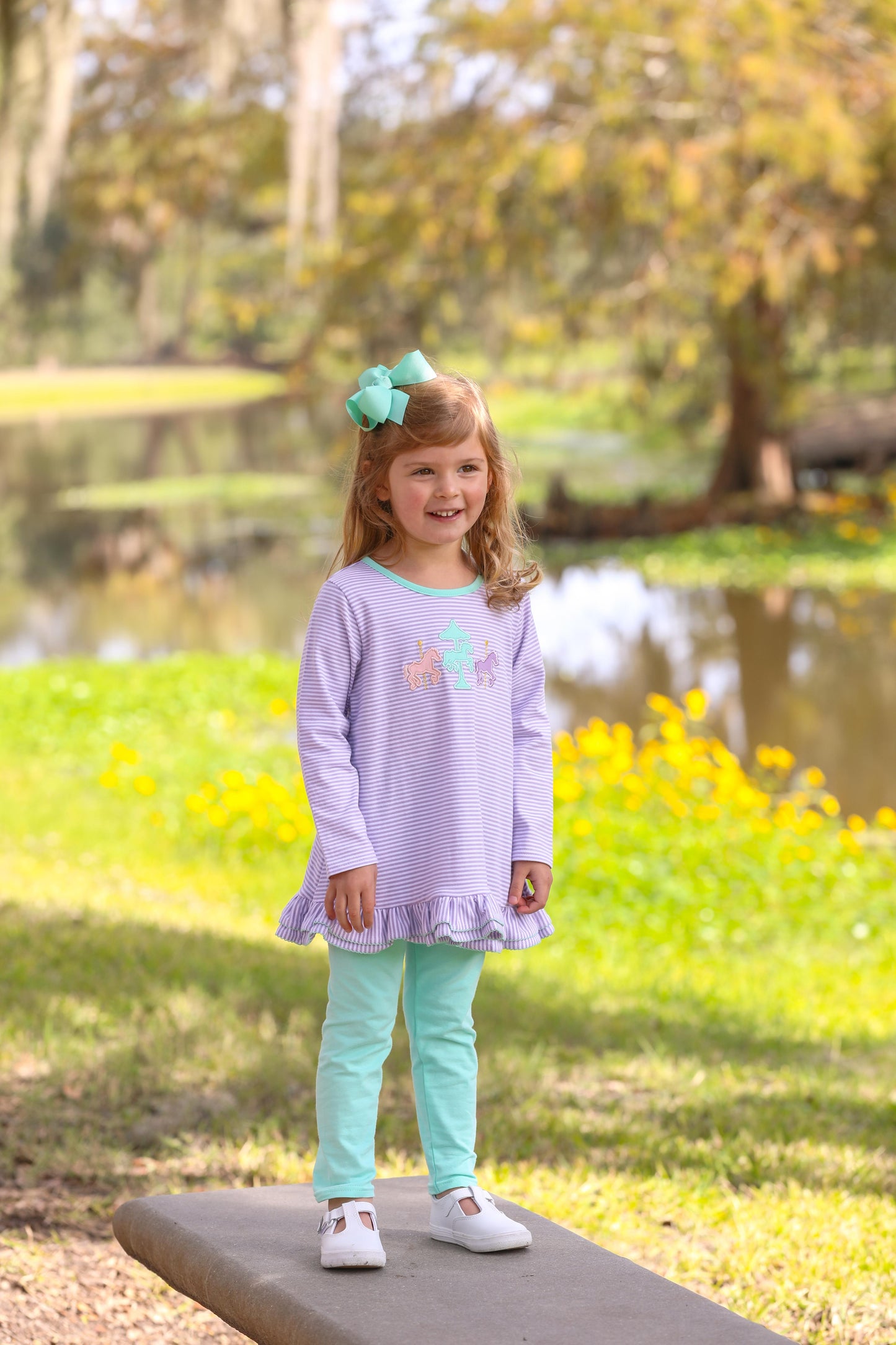 Carousel Appliqué Girls Pant Set