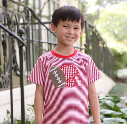 Game Day Boys Football Appliqué Shirt-Red