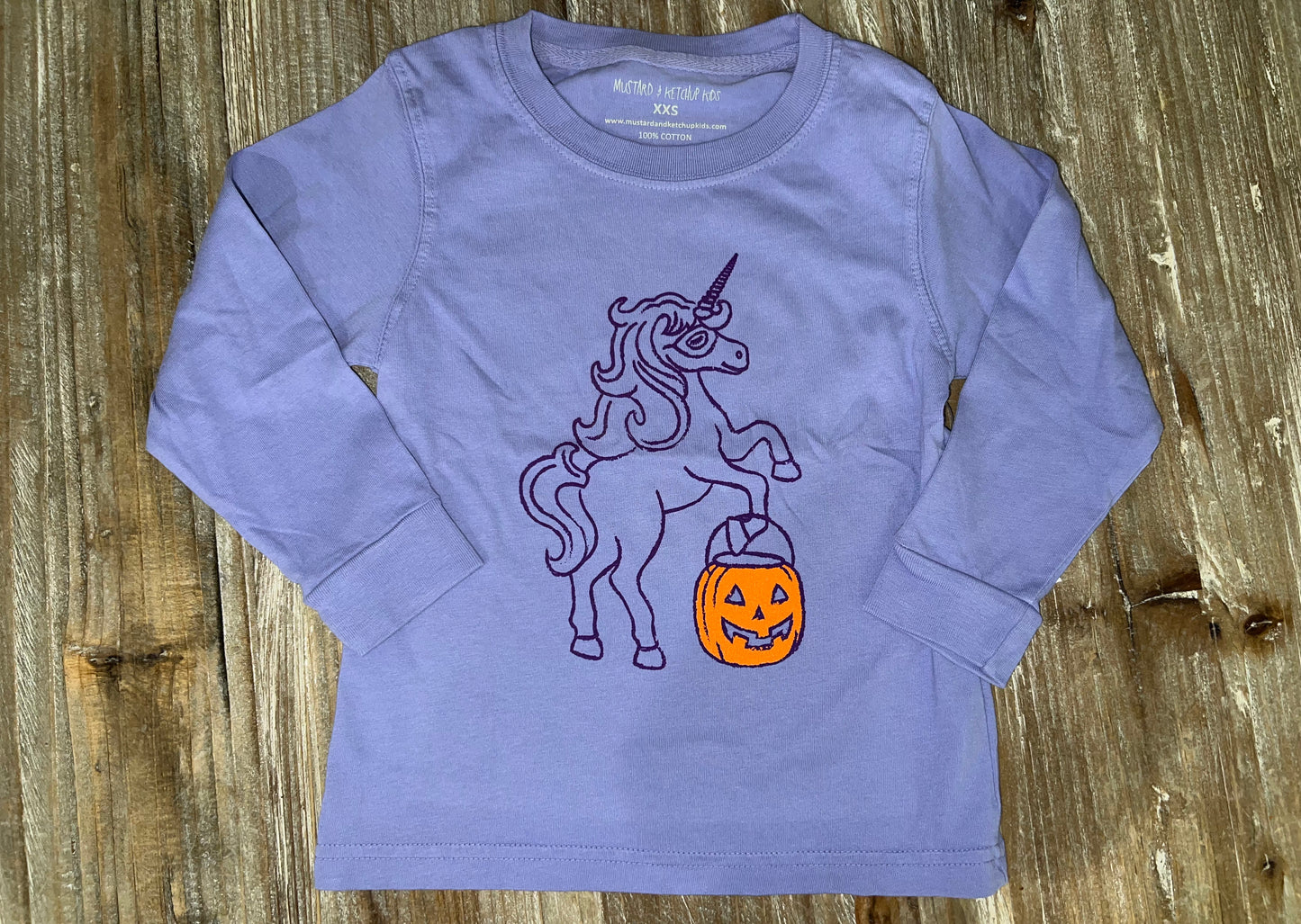 Mustard & Ketchup Kids LS Purple Unicorn/Pumpkin Girls Tee