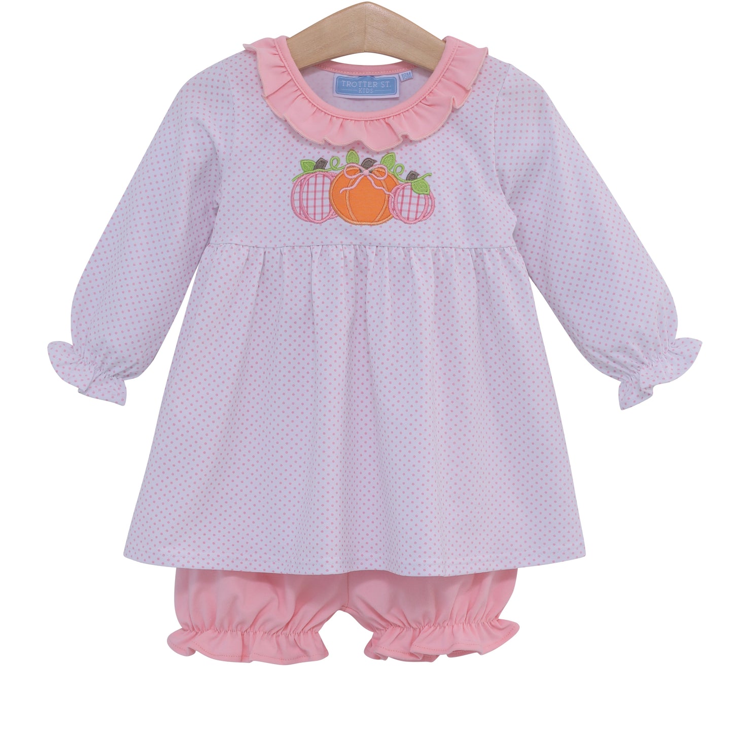 Pumpkin Trio Appliqué Girls Bloomer Set