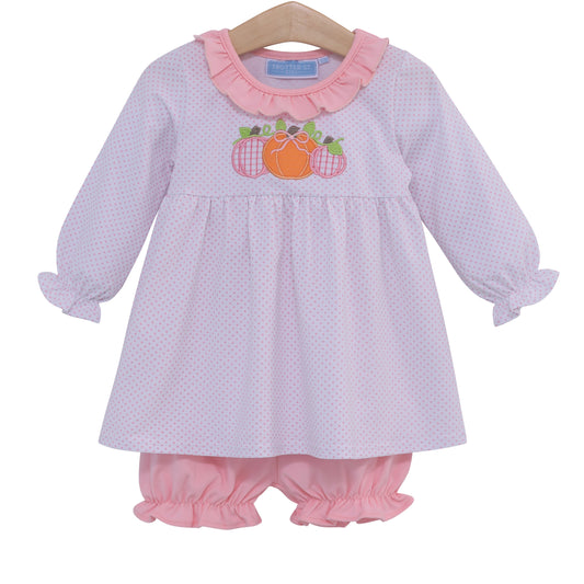 Pumpkin Trio Appliqué Girls Bloomer Set