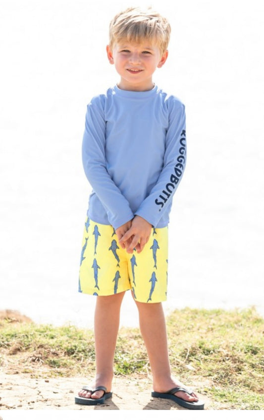 Rugged Butts Boys Cornflower Blue Long Sleeve Rash Guard