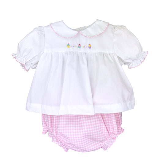 Petit Ami Cupcake Birthday Embroidered Girls Bloomer Set