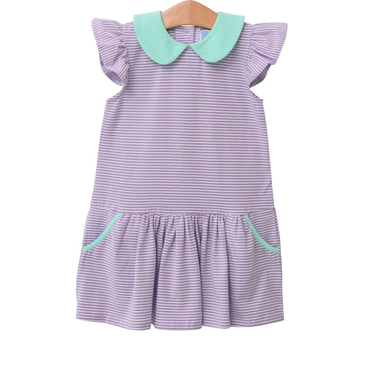 Lavender Stripe & Mint Girls Dress