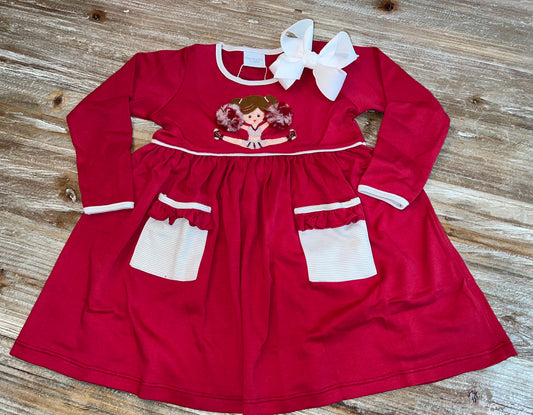 Mississippi State Cheerleader Popover Girls Dress with Pockets