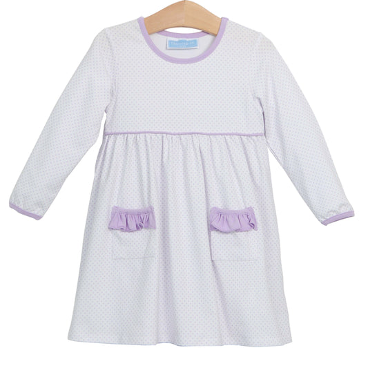 Trotter Street Kids Girls Lavendar Dot Pocket Dress