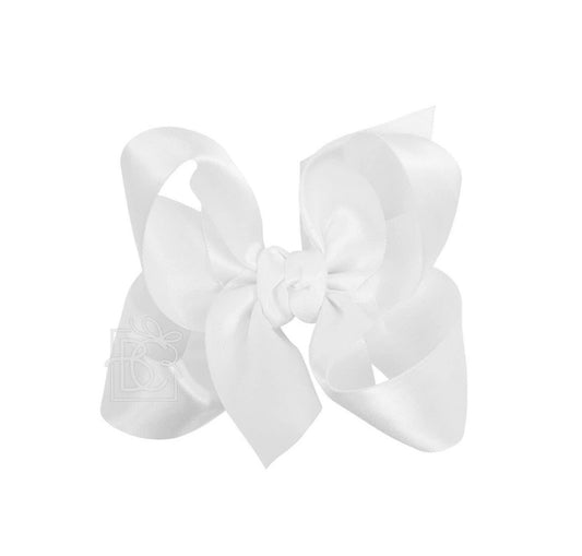 Beyond Creations 4.5” Satin Bow on Alligator Clip White