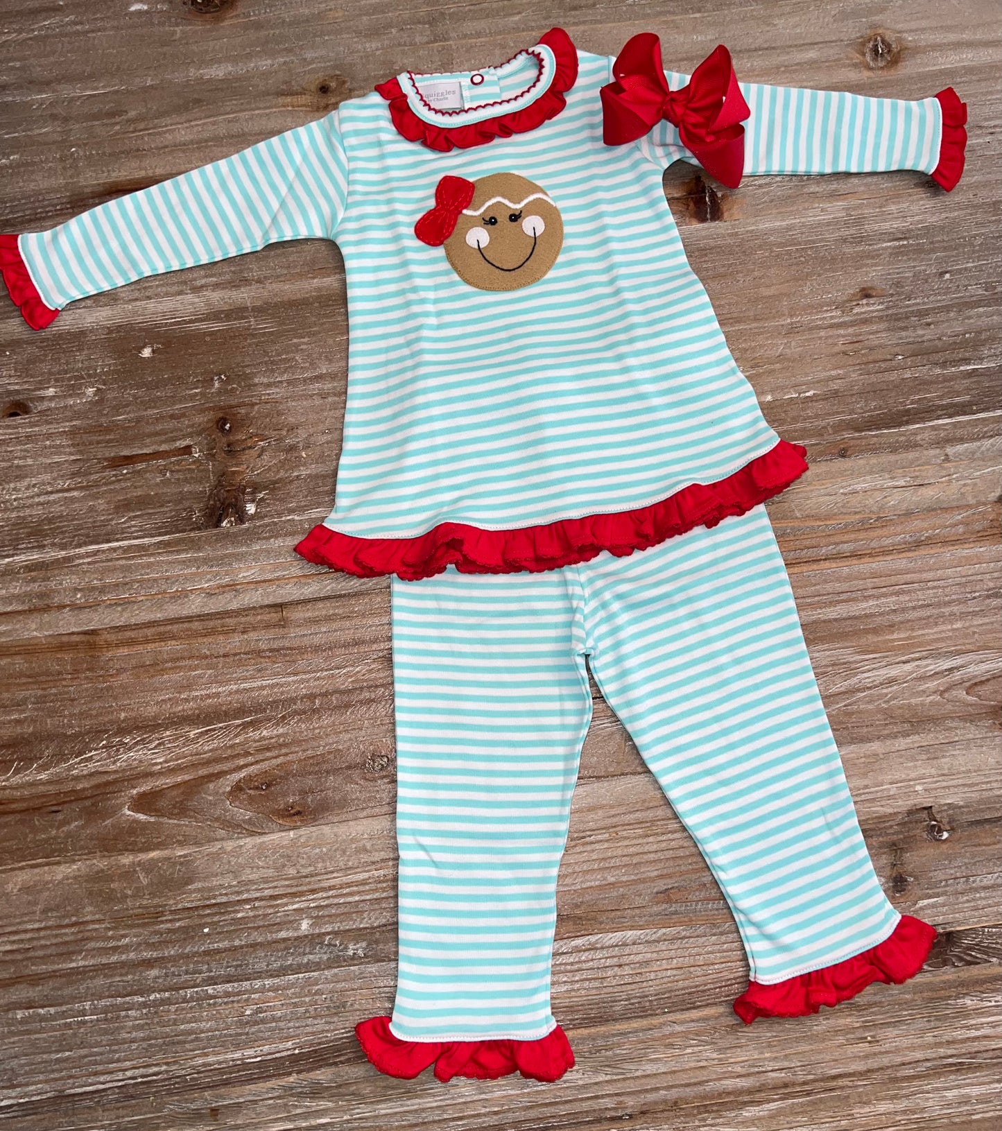 Squiggles Gingerbread Girls Ruffle Pant Set