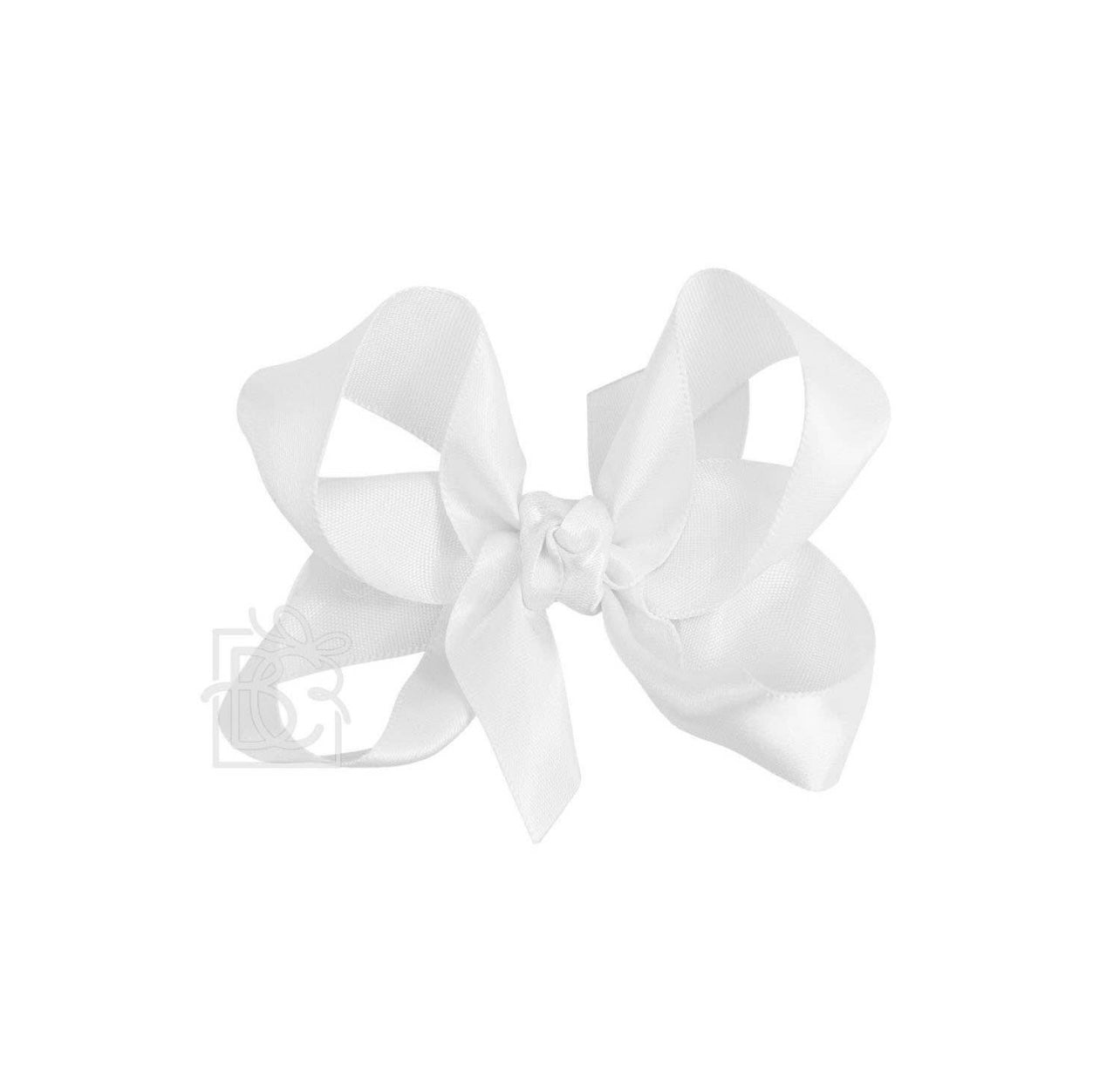 Beyond Creations 3.5” Medium Satin Bow on Alligator Clip White